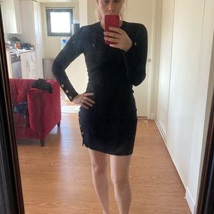 Lob black dress with gold buttons